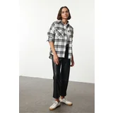 Trendyol Smoke Plaid Oversized Wide Pattern Woven Shirt