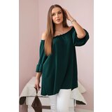 Kesi Spanish blouse with ruffles on the sleeve dark green | shoptok.hr