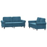  2-dijelni set sofa s jastucima plavi baršunasti | shoptok.hr