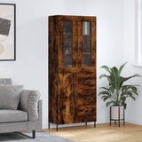 vidaXL Visoka komoda dimljen hrast 69,5x34x180 cm inženirski les | Shoptok.si