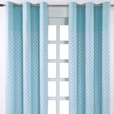 HOMESCAPES Bombažne zavese Stars Blue Ready Made Eyelet Par, 137x228 cm Kapljica, (20749283) Cene