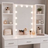  Kozmetički toaletni stolić s LED ogledalom i ladicama, bijeli, 141 × 114 × 39 cm | shoptok.hr