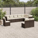  10-dijelni set vrtnih sofa od poliratana s jastucima smeđi | shoptok.hr