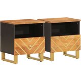  Nočna omarica 2 kosa rjava in črna cm trden mangov les, (20916676) | Shoptok.si