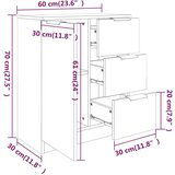  Komoda 2 kom sjajna bijela 60x30x70 cm od konstruiranog drva | shoptok.hr
