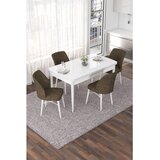 Hanah home trpezarijski set Nef, sto na razvlačenje i 4 stolice, bela ploča, braon tkanina Jerry | Eponuda.com