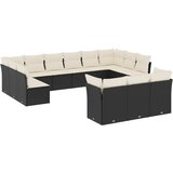  13-dijelni set vrtnih sofa s jastucima poliratan crni | shoptok.hr