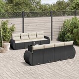  9-dijelni set vrtnih sofa s jastucima crni od poliratana | shoptok.hr
