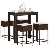  5-dijelni vrtni barski set od poliratana s jastucima smeđi Smeđa 100 x 60.5 x 110.5 cm | Shoptok.si