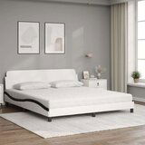 vidaXL Postelja z vzmetnico bela in črna 180x200 cm umetno usnje | Shoptok.si