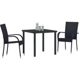 vidaXL 3-delni vrtni jedilni set Črn Poli Ratan | Shoptok.si