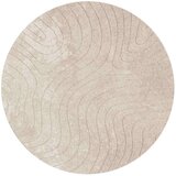  Tepisi za područja Kružni HUARTE Bež Ø 120 CM Poliester - Bež Ø 120 cm Uzorak vala | shoptok.hr