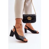 EVENTO Elegant Sandals With Ornament on Heel Black Trasea | shoptok.hr