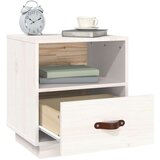  Nočna omarica bela 40x34x55 cm trdna borovina, (20602517) | Shoptok.si