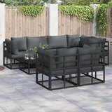 vidaXL Vrtna sedežna garnitura 7 pcs Črna 283 x 143 x 71 cm Aluminij | Shoptok.si