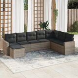 Maison Chic Seti vrtnega pohištva - Vrtna garnitura - Vrtni pohištvo set 8-delna z blazinami siv poli ratan, (21806871) | Shoptok.si