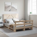  The Living Store Posteljni okvir z vzglavjem 140x200 cm trdna borovina - Posteljni Okvir, (21527041) | Shoptok.si