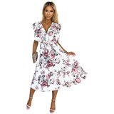 numoco basic Midi dress with ruffle, neckline and tie Numoco | ePonuda.com