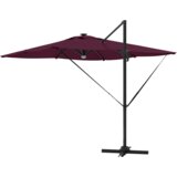  Kantilever Roma Suncobran s LED-ima Bordo crvena 286x285x270 cm Aluminij | shoptok.hr