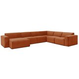 Scandic tamnonarančasta baršunasta modularna sofa u obliku slova U Sting, lijevi kut Cijene