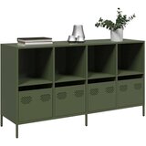vidaXL Komoda olivno zelena 135x39x73,5 cm hladno valjano jeklo | Shoptok.si
