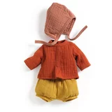 Djeco Pomea - oranžna srajčica in kratke hlače za punčke