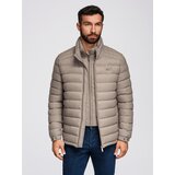 Ombre Men's lightweight jacket of combined materials with hood and decorative quilting - black Cijene