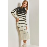 Bianco Lucci Women's Turtleneck Striped Long Knitwear Dress Cene