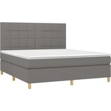  Box spring postelja z vzmetnico LED temno siva 160x200 cm blago, (20789362) | Shoptok.si