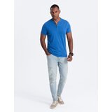 Ombre Men's t-shirt with round henley neckline - blue | Eponuda.ba