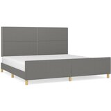 The Living Store Posteljni okvir z vzglavjem temno siv 200x200 cm blago - Posteljni Okvir Z Vzglavjem, (21525869) | Shoptok.si