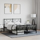  Metalni okvir kreveta uzglavlje i podnožje crni 135x190 cm | shoptok.hr