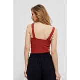 Moodo Ribbed top with wide straps - red