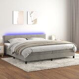 The Living Store Box spring postelja z vzmetnico LED svetlo siva 200x200cm žamet - Box Spring Postelja, (21491461) Cene