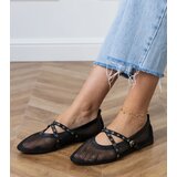 Gemre Black mesh ballet flats with decorative buckle Zerid | Shoptok.si