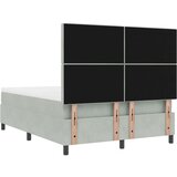 vidaXL Box Spring Postelja z Blazino Svetlo Siva 140x200 cm Žamet | Shoptok.si