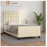 Posteljni okvir z vzglavjem krem 80x200 cm umetno usnje | Shoptok.si