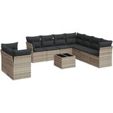 vidaXL 10-dijelni set vrtnih sofa poliratan s jastucima svijetlosivi | shoptok.hr