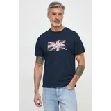 PepeJeans Bombažna kratka majica Clag moška, mornarsko modra barva