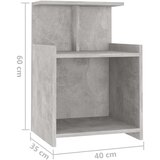  Noćni ormarići 2 kom siva boja betona 40x35x60 cm od iverice | shoptok.hr