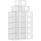 Songmics Škatle za čevlje, paket 18 organizatorjev za shranjevanje čevljev, ki jih je mogoče zložiti, zložljive in vsestranske za superge, ustreza velikosti UK 12, prozoren in bel LSP18MWT, (21313481) Cene