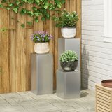 vidaXL stalci za biljke Set od 3 Siva Pocinčani čelik | shoptok.hr