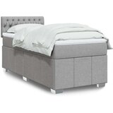 vidaXL Box spring postelja z vzmetnico svetlo siv 100x200 cm blago | Shoptok.si