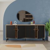 Marckeric Crna/u prirodnoj boji niska komoda u dekoru hrasta 185x79 cm Nola – | shoptok.hr