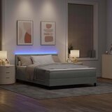  LED Box Spring Krevet Svijetlo siva 140 x 190 cm Baršun | shoptok.hr