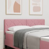  LED vzglavje z LED lučmi Geometrični Roza 144 cm Žamet, (5000043855) | Shoptok.si