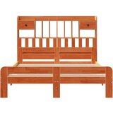  Knjižna postelja brez vzmetnice vošč. rjava 140x190 cm borovina, (21610308) | Shoptok.si
