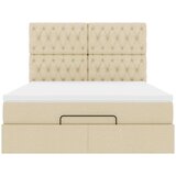 vidaXL Otomanski okvir kreveta s madraca krem 140x200cm od tkanine | shoptok.hr