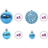 vidaXL Set božičnih okraskov med 150 LED 61 pcs Modra Plastika | Shoptok.si