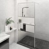 Pregrada za tuš s policom krom 80x195 cm staklo ESG i aluminij | shoptok.hr
